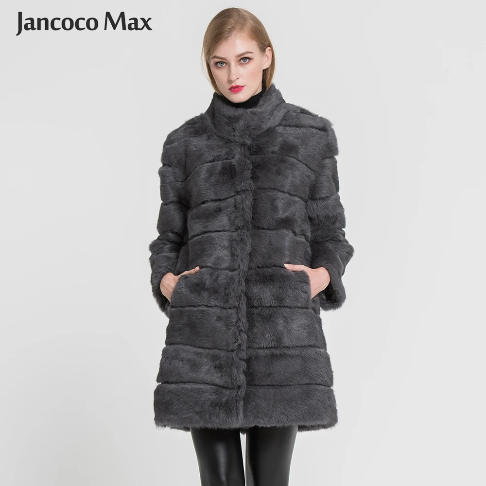 Женское длинное меховое пальто Jancoco Max теплая мягкая куртка из натурального