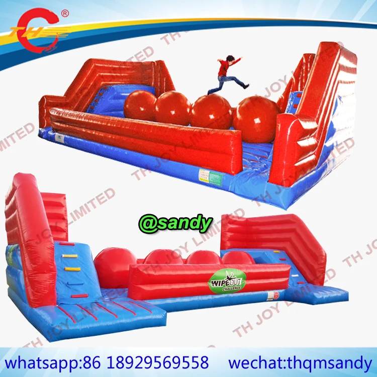

4 Big jump Balls Inflatable Wipeout Game ,big baller wipeout inflatable game,rental wipe out game inflatable big baller games