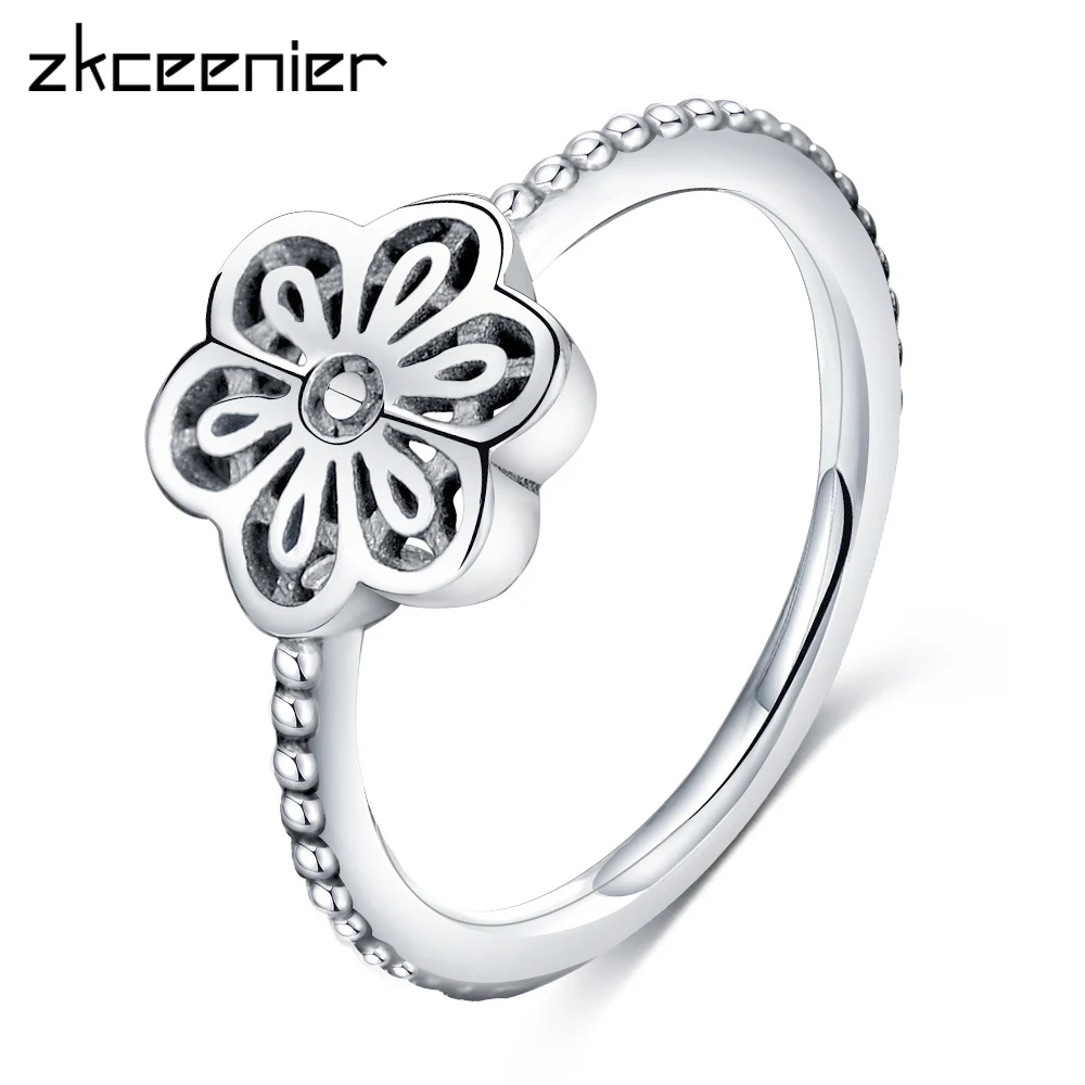 

Fashion Simple Collection Silver Color Spring Hollowing Flower Finger Brand Rings For Women High Quality Wedding Jewelry