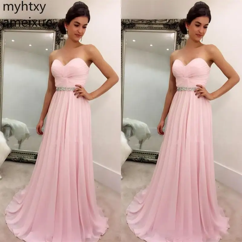 

Pink Prom Sexy Cheap Evening Dressess Simple Elegant Cheap Prom Ruched Chiffon Sweetheart Sleeveless Colorful Crystals Light
