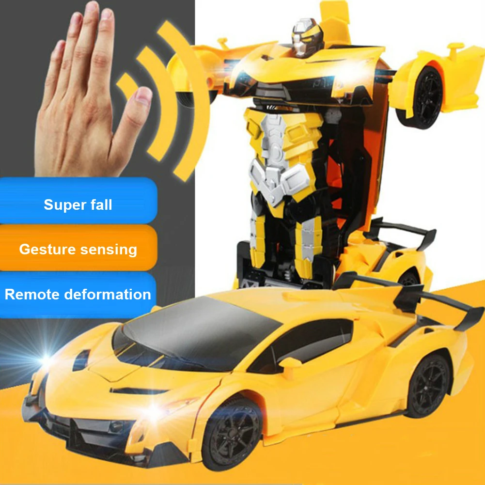 1:12 Large Size 2.4G Induction Deformation RC Cars Transformation Robot Car Light Electric Robot Models Toys for Children Gifts