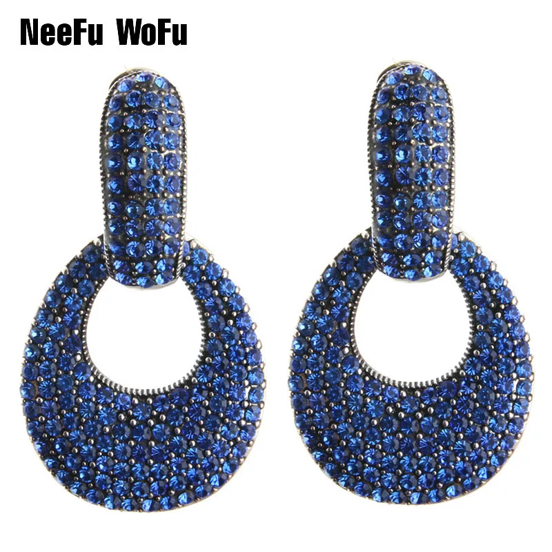

NeeFu WoFu Water Drops Rhinestone Earrings Crystal Earring Multicolor Big Earring Dangle Zinc alloy Large Brinco Ear Oorbellen