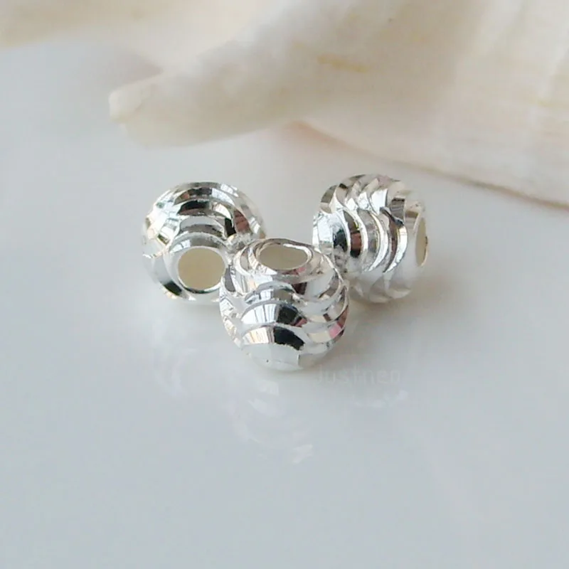 100*Genuine 925 Silver Round Ball Beads for Jewelry Making Findings 3MM