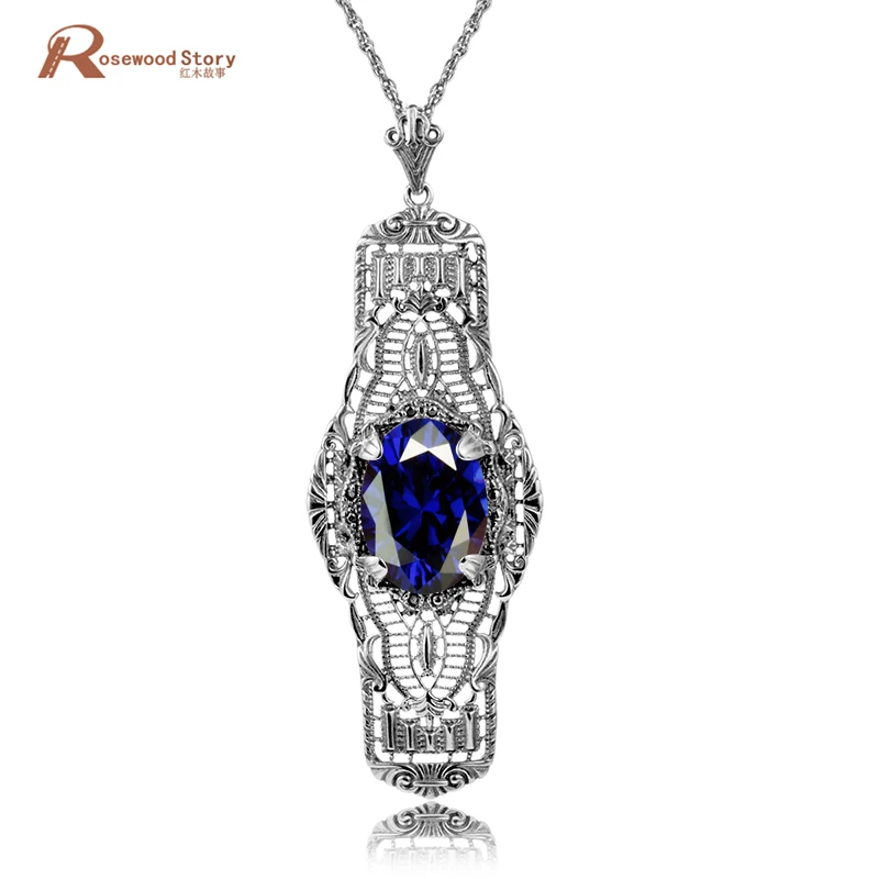 

New Authentic 925 Sterling Silver Crystal Pendant Necklace with Blue Stone CZ High Quality Charm Pendants Fine Jewelry For Women