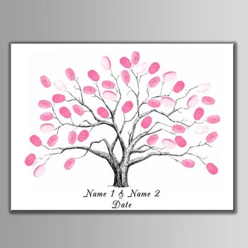

Wedding Guest Book Personalized Wedding Gifts for Guests Flower Fingerprint Tree Painting Party Decorations Livre D'or Mariage