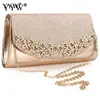 YYW 2022 Champagne Wedding Clutch Female Evening Bags Sac Main Femme Gold Silver Large Capacity Luxury Florl Rhinestone Clutches ► Photo 3/6