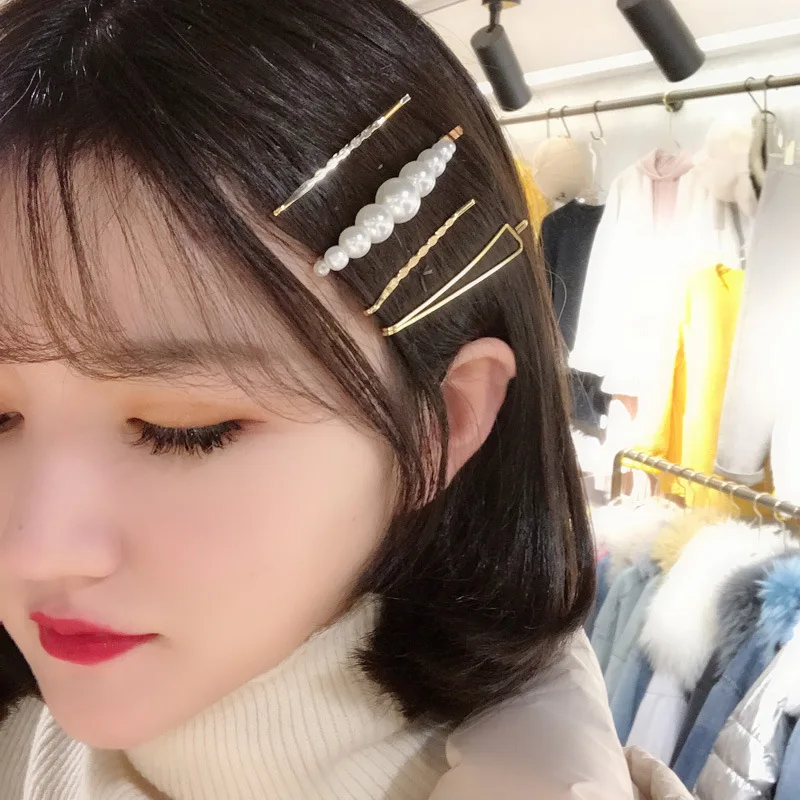 4PCS/Set Women Fashion Pearl Hair Clip Hairband Comb Bobby Pin Barrette Hairpin Headdress Hair Clip Styling Tools Free Shipping
