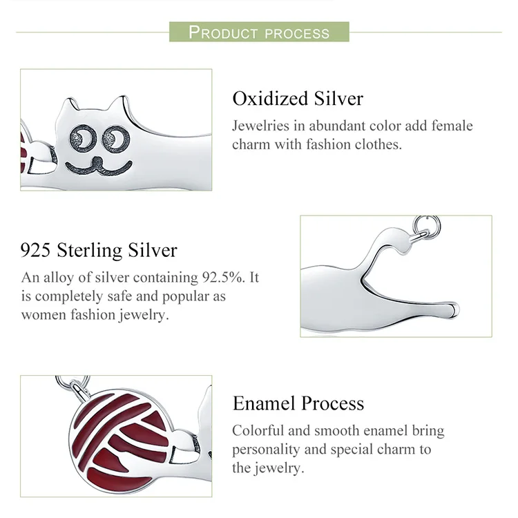 BISAER высокое качество гладкий 925 пробы серебряный прекрасный кот длинный хвост ожерелья и подвески S925 модные украшения HSN032