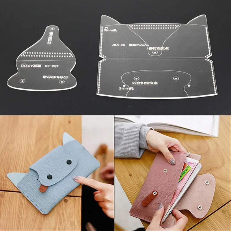 

Acrylic Stencil DIY Cartoon leather wallet template leather craft sewing pattern