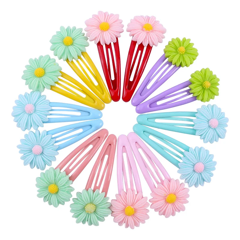 

14PCS 5.5cm Mix Color Barrette Baby Hair Clip Flower Solid Cartoon Handmade Resin Children Hairpin Girl Hair Clip Accessories