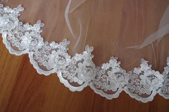 

ivory pearl bead, alencon , sequined bridal lace trimCG056 10yards