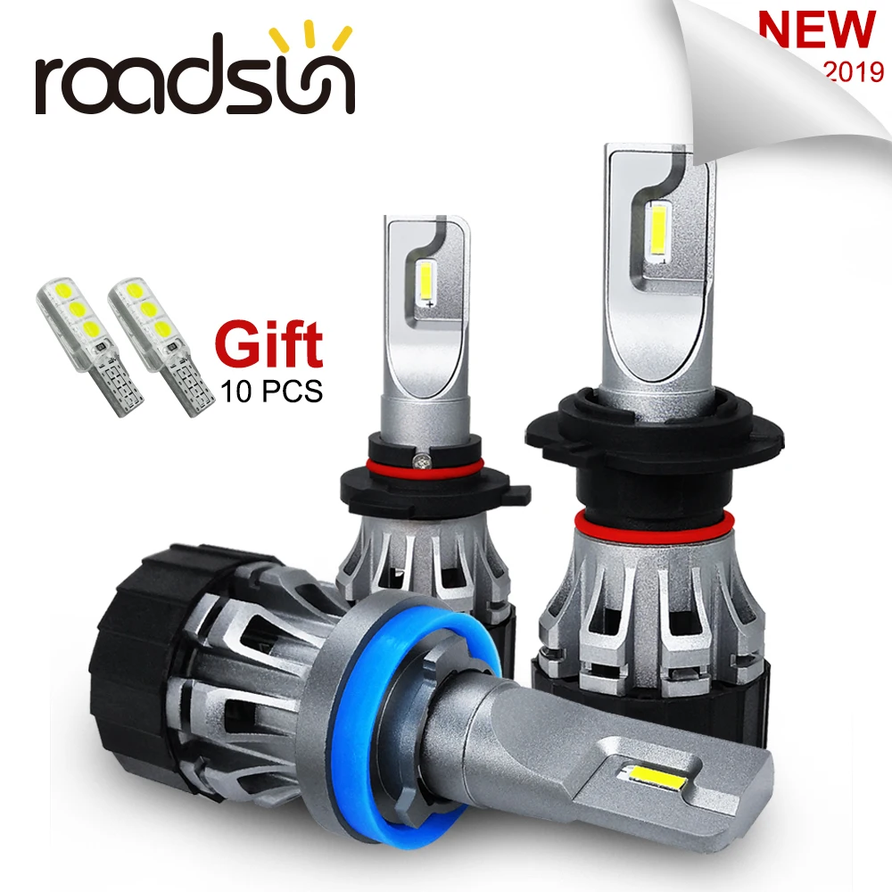 roadsun Car Light Bulb H7 LED 12V CSP Chip H1 H11 9005 9006 HB3 HB4 H4 Led Headlight Auto Accessories Head Lamp Car 6000K 8000LM