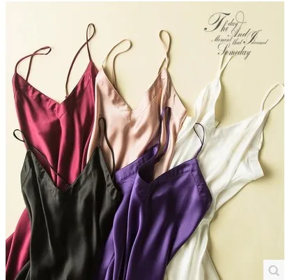 

High-grade 100% mulberry silk sleeveless big yards female sexy summer render petticoat silk condole belt nightgown