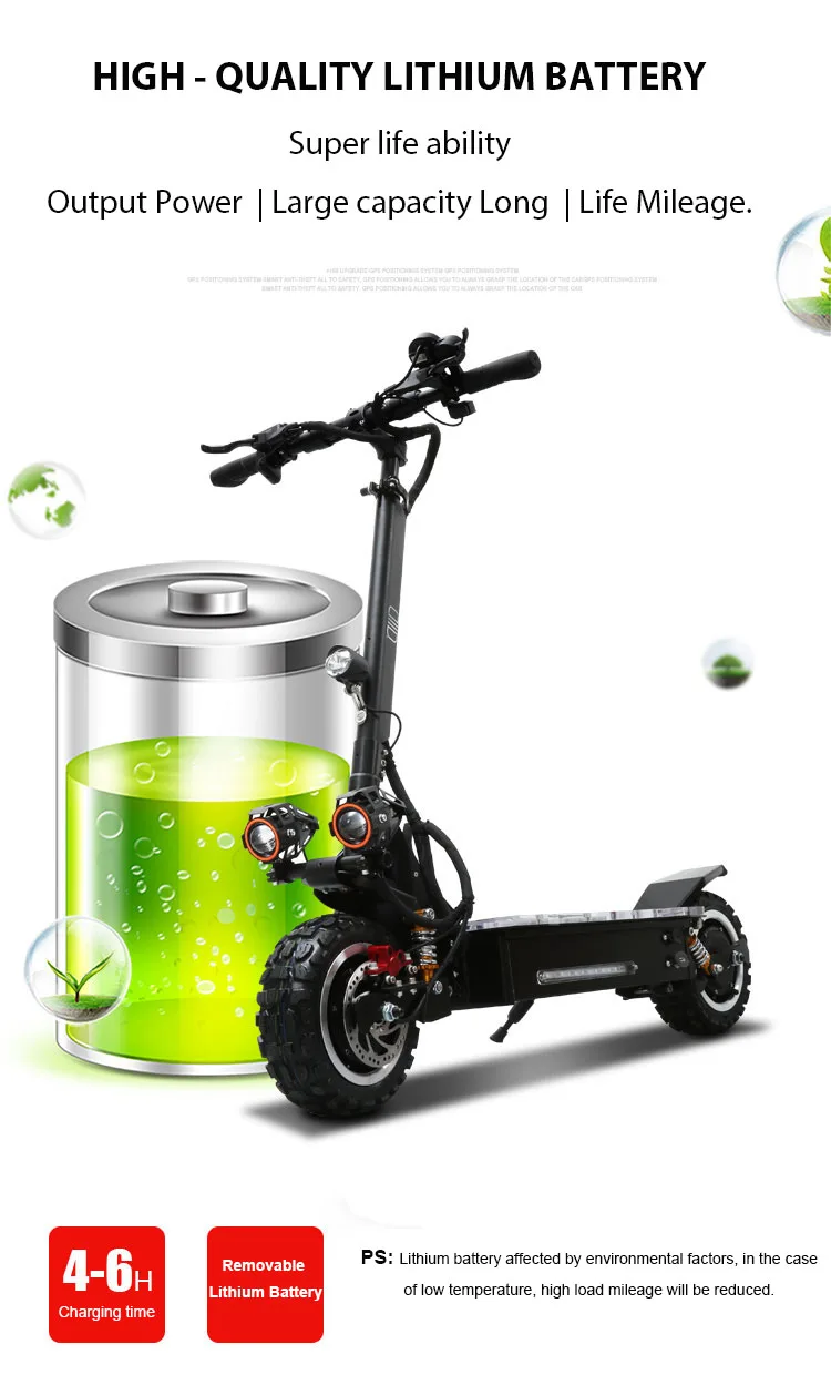 Flash Deal 11inch electric scooter 3200W Off-road motor 60V 20ah -30ah lithium battery Double front  rear wheel drive top speed 80km/h 8