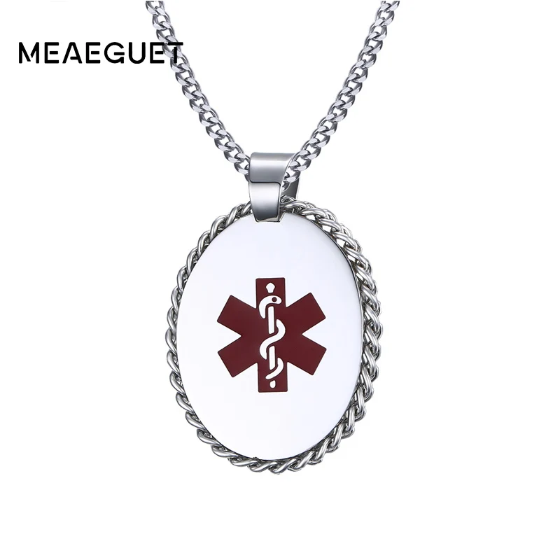 Meaeguet Free Engrave Medical Pendant Necklace For Men Stainless Steel