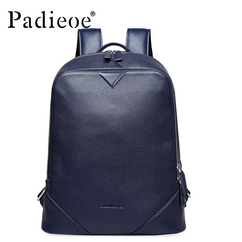 Padieoe Fashion Men And Women Genuine Leather School Bags For Teenagers Backpack Famous Brand Men Travel Casual Cowhide Backpack