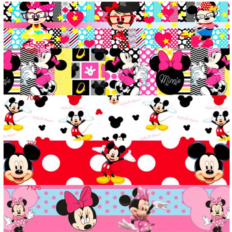 

25 38 50 75mm width 100% Polyester minnie mickey Printed Grosgrain Ribbon cartoon Ribbons MK01