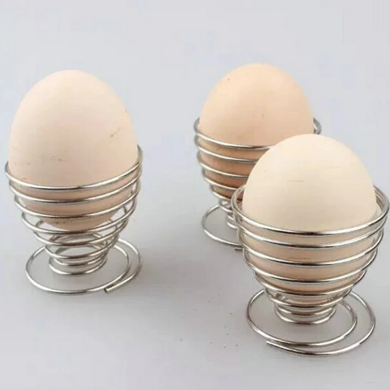 

Hifuar 1pc Stainless Steel Egg Cup Spiral Kitchen Breakfast Spring Holder Mini Egg Cups Kitchen Tools