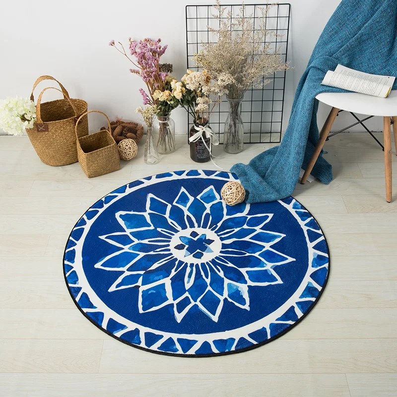 Colorful Geometric Round Floor Carpet European Style Coffee Table Bedroom Living Room Rug Garden Mat Computer Children Kids Rugs