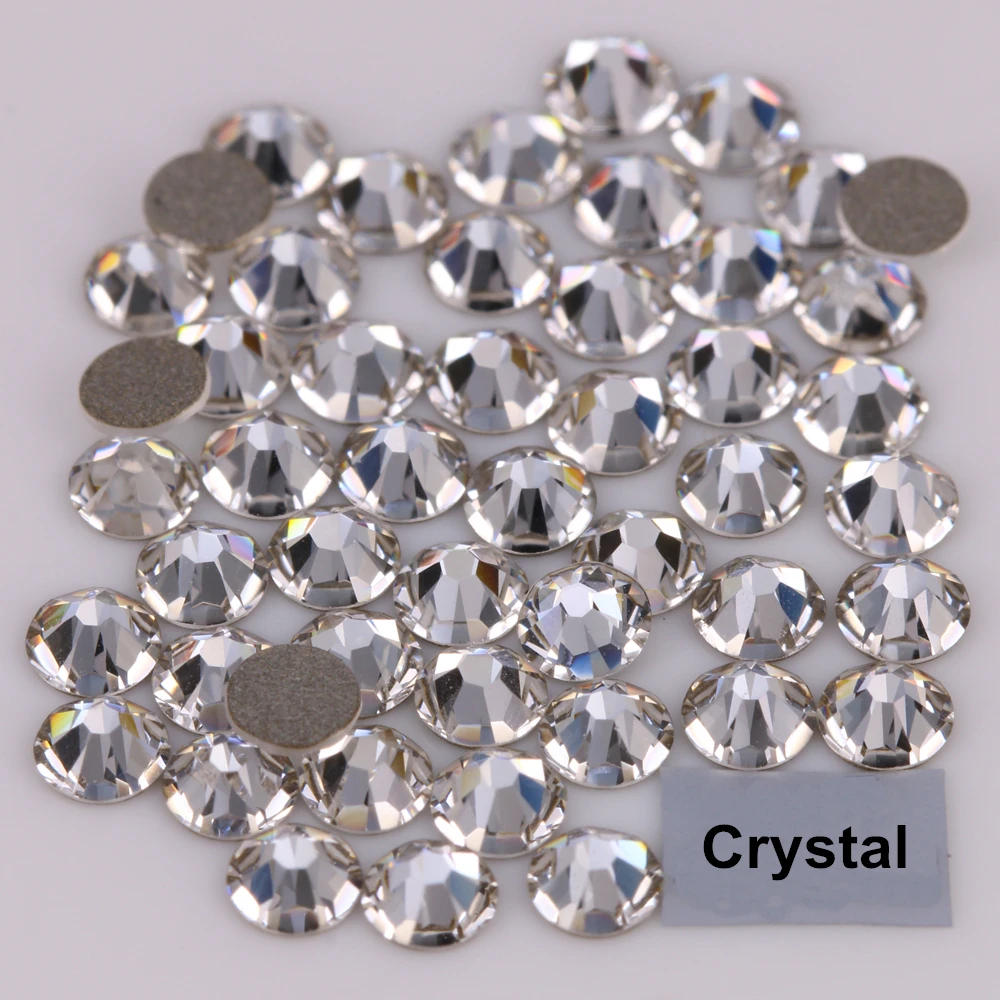 

Good Quality ss3-ss50 Crystal Clear Flat Back Glue On Crystal Stones / Non Hotfix Rhinestones for Nail Art