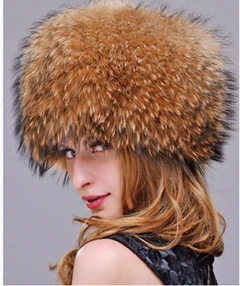 HM008 зимние шапки для женщин, шапка из натурального Лисьего меха, женские зимние шапки, цельные шапки из меха енота - Цвет: raccoon