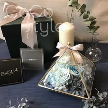 Cocostyles пользовательские пустой стеклянный геометрический теплица с золотой рамкой и лентой для леса Свадебный Праздничный Декор