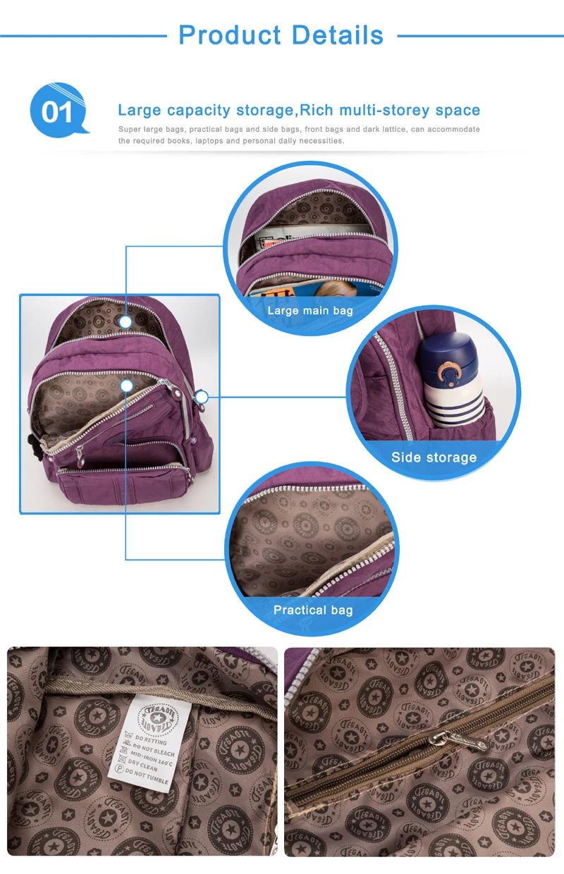 TEGAOTE, школьный рюкзак в консервативном стиле для девочек-подростков, Студенческая сумка, Mochila, Женская нейлоновая сумка для путешествий, сумка для ноутбука, Sac A Dos