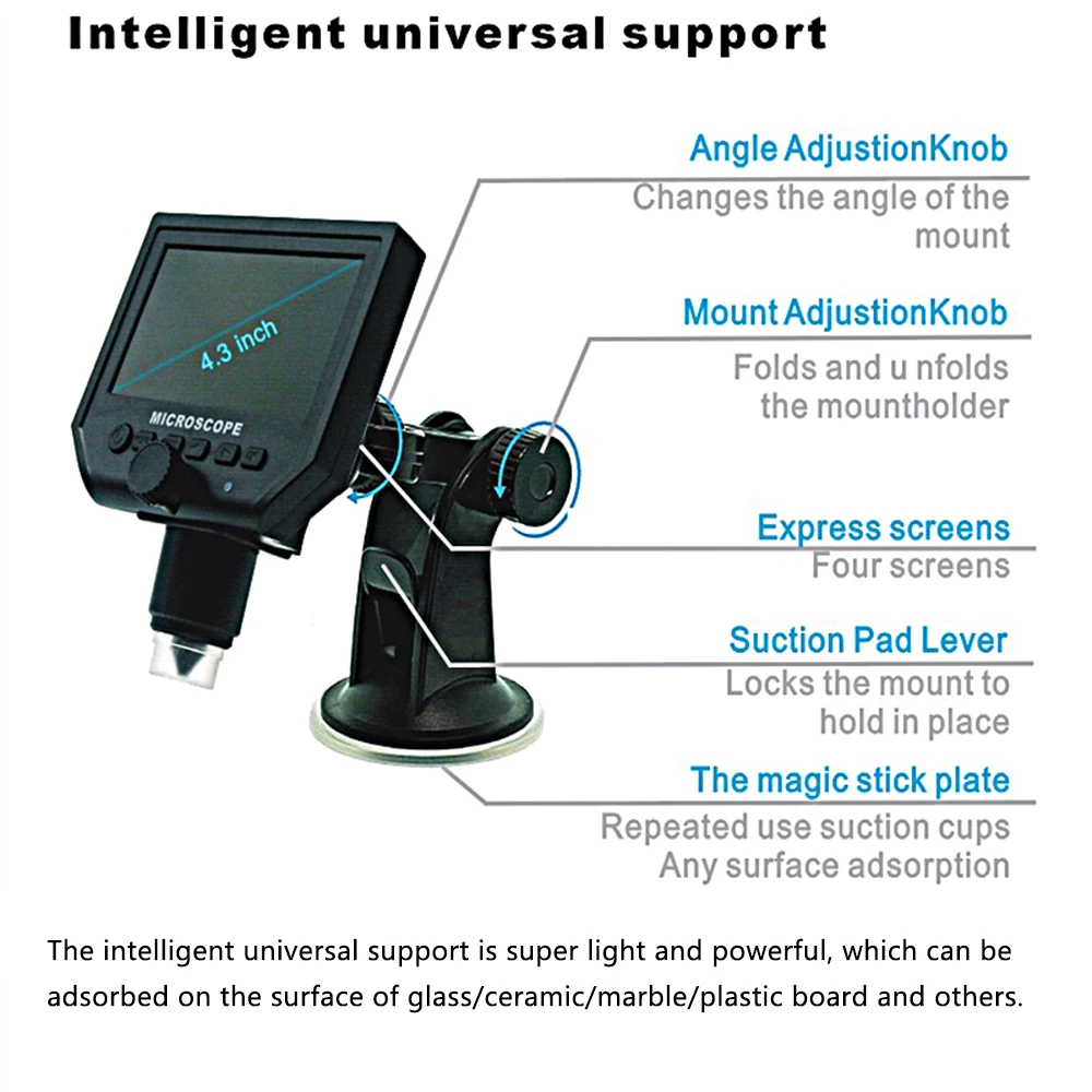 Цифровой видео микроскоп 600X4," 3.6MP светодиодный микроскоп для обслуживания мобильных телефонов QC/Промышленный осмотр+ подставка