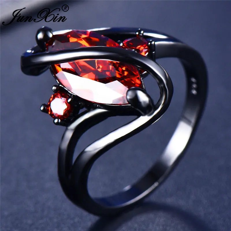 12 цветов, уникальное кольцо для девушек и женщин с радугой, 14 к, Черное золото, ювелирное изделие в богемном стиле, винтажное обручальное кольцо для женщин - Цвет основного камня: Red