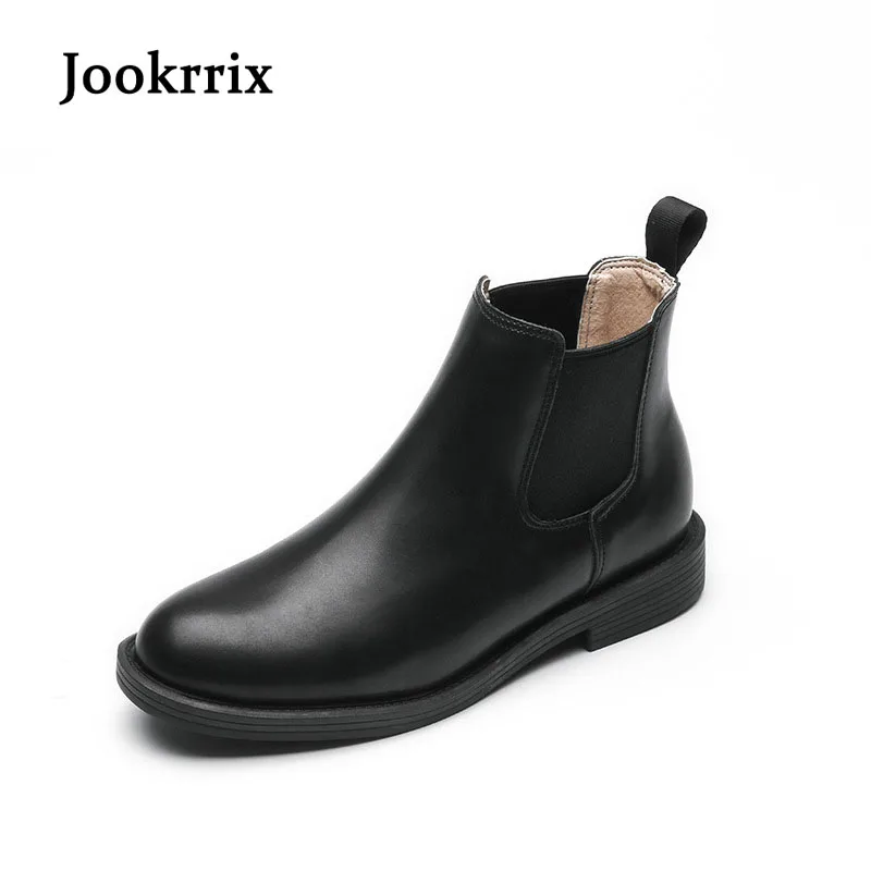 

Jookrrix 2017 New Autumn Winter Chelsea Boots Shoes Women Ankle Boots Black Retro Vintage Fashion Boots Warm Botas Mujer Simple