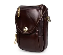 Fashion Genuine Leather Mens Waist Bag Travel Fanny Pack Belt Loops Hip Bum Bag Wallet Purse