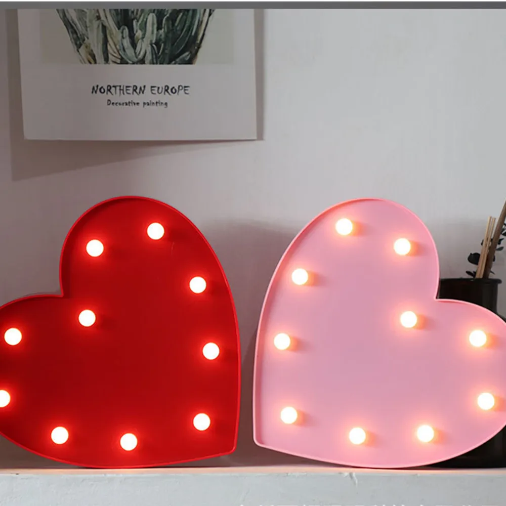 

3D Love Heart Marquee Letter Lamps Indoor Decorative Nights Lamps LED Night Light Wedding Decor Romantic Valentine's Day Gift