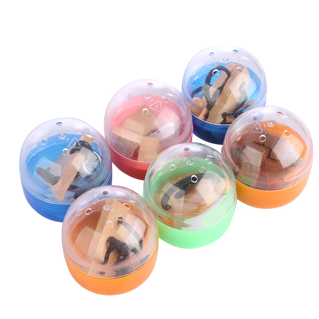 

UTOYSLAND 6pcs/set Puzzle Toy Wooden Kong Ming Lock Rope Puzzle Set Brain Teaser Children Development Educational Toy 2 Type