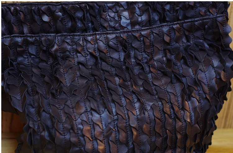 LOMANTINA/Черная мягкая Лоскутная Женская сумка-хобо из натуральной кожи с оборками; Повседневная сумка-мессенджер; вместительные сумки Feminina