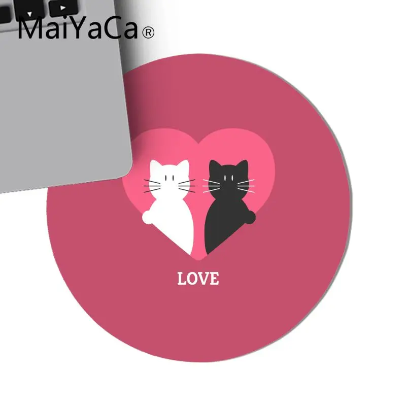MaiYaCa Новые кошки черный и белый ноутбук круглый игровой коврик для мыши клавиатуры коврик геймерский игровой коврик для мыши круглый Настольный коврик muismat - Цвет: 22X22 CM