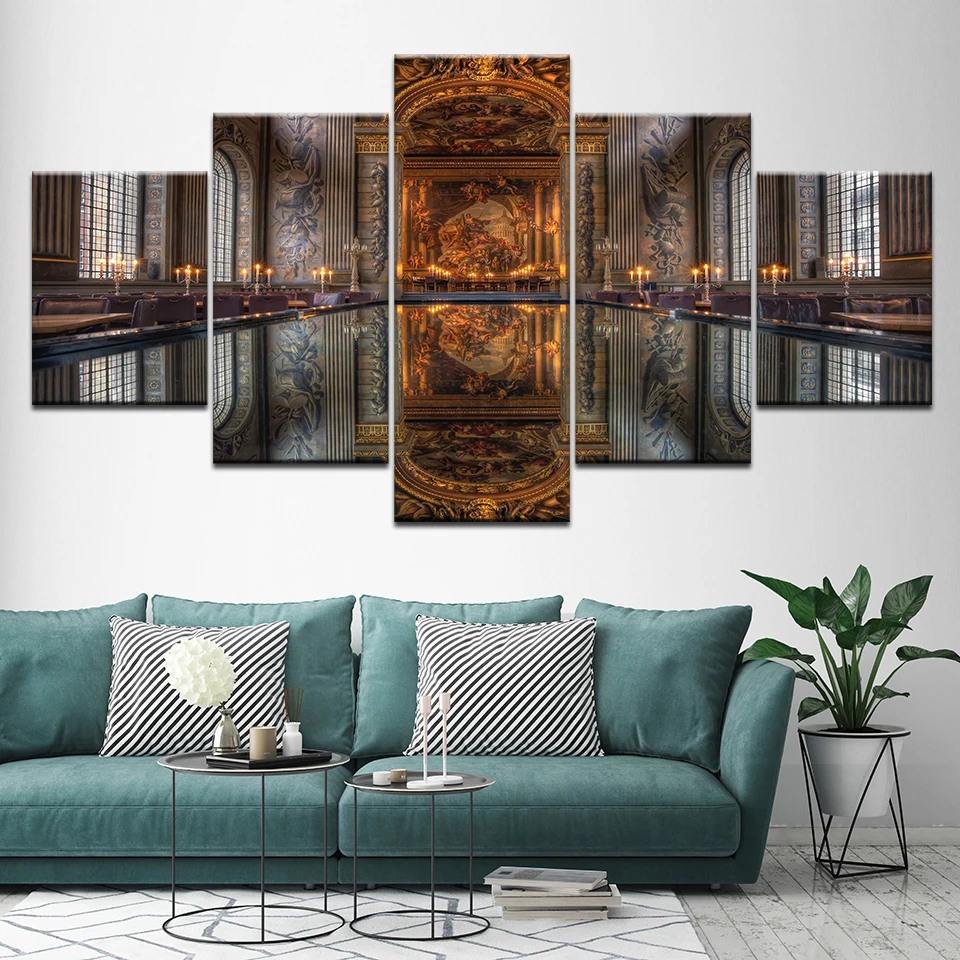 

Canvas Painting Ancient classic palace 5 Pieces Wall Art Painting Modular Wallpapers Poster Print for living room Home Decor