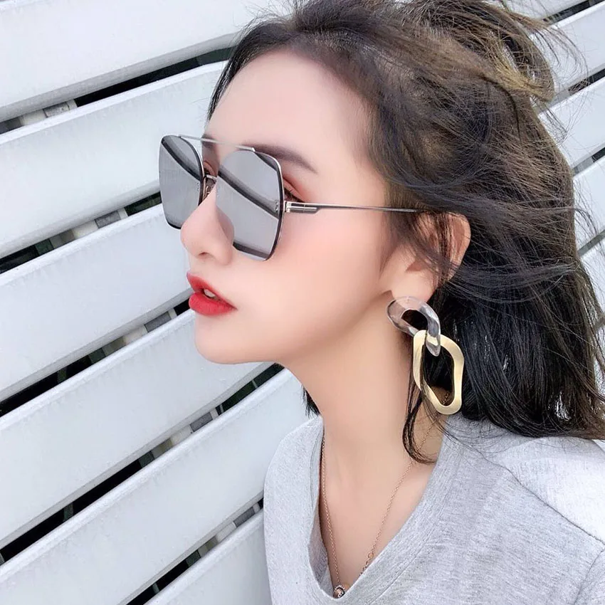 

Sams&So Retro Oversized Champagne Fashion Sunglasses Women Ocean Candy Ladies Shades Woman Big Frame Sun Glasses Female UV400