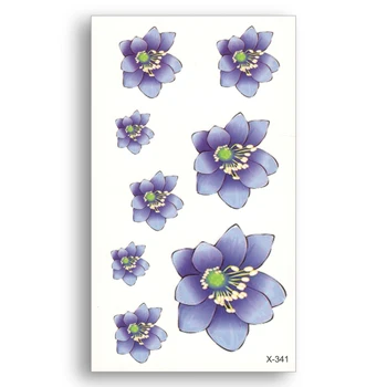 

Fake temporary waterproof tattoo Water Transfer Blue flowers Sticker Men Women Girl Kids Beauty Sexy Body Art Makeup X341