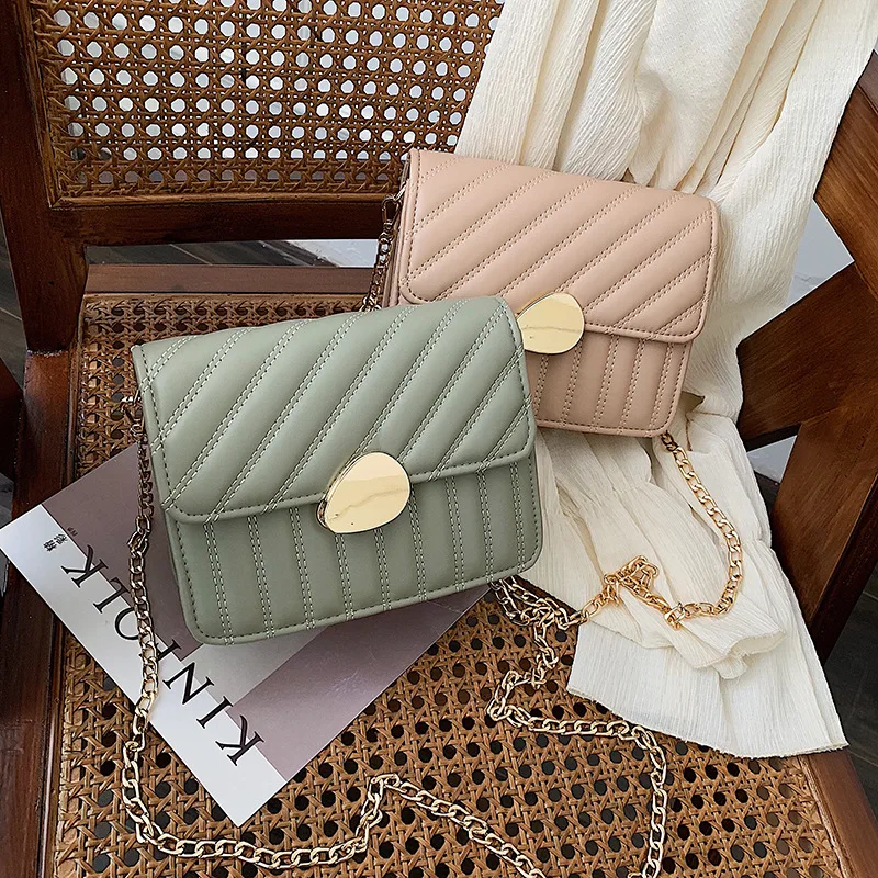 

Chain Female Summer New Embroidery Small Square Fresh Shoulder Women Messenger Bag Flap Brand Designer Crossbody Bag Handbag Sac