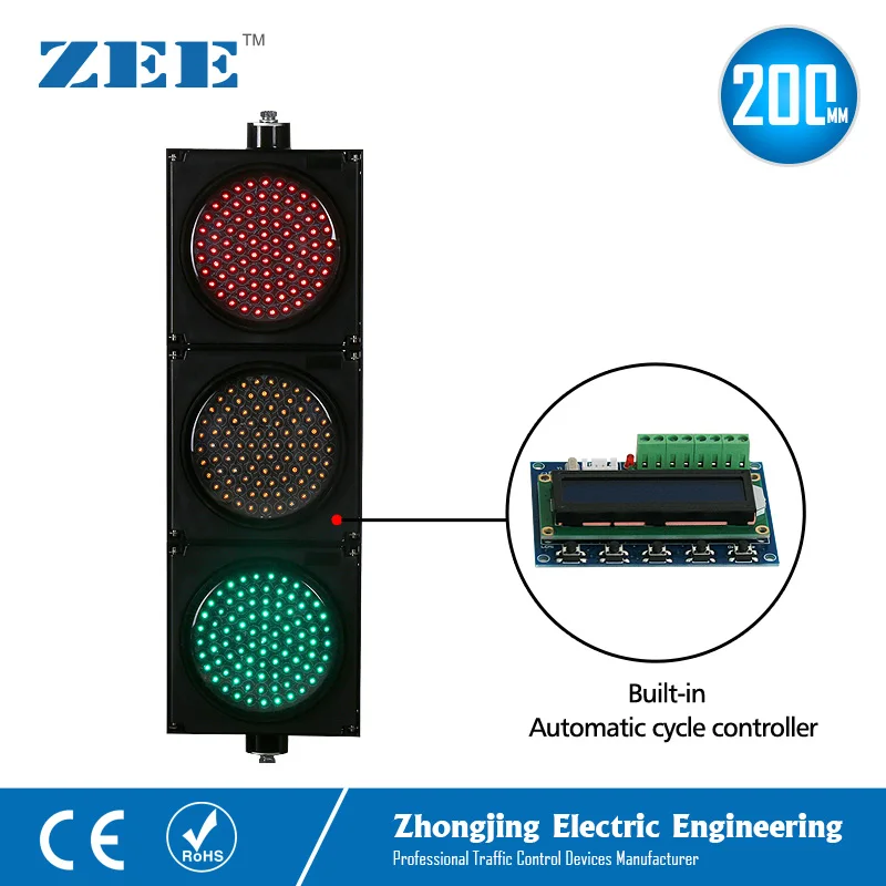 

Automatic Cycle Running Controller LED Traffic Light 200mm 8inches LED Traffic Signal Light LED Sign Traffic Light Controller