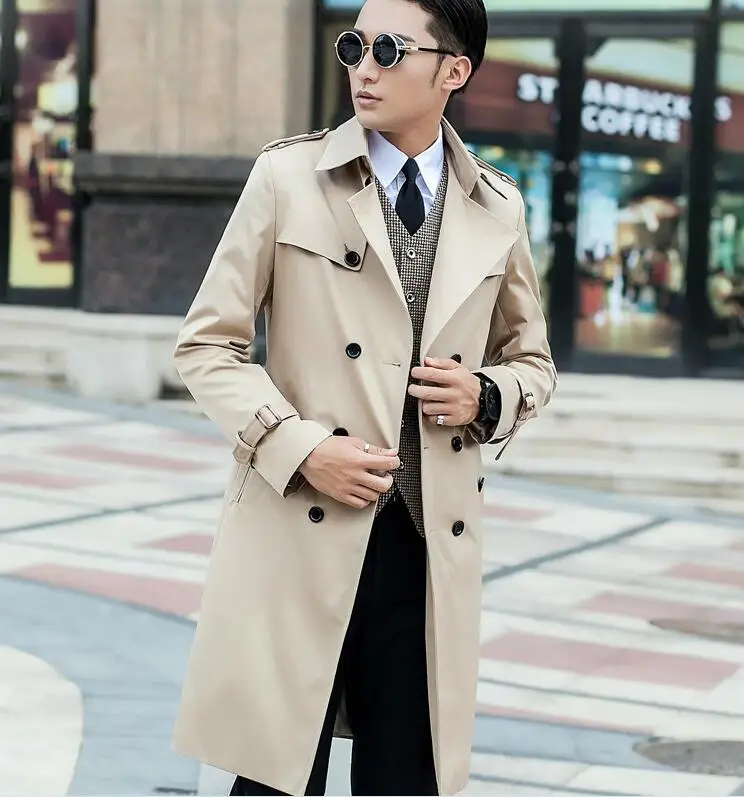 

S---7XL Sell Like Hot Cakes Free Shipping 2019 Spring/Autumn Male New Fashion Thin Big Yards Long Trench Coat
