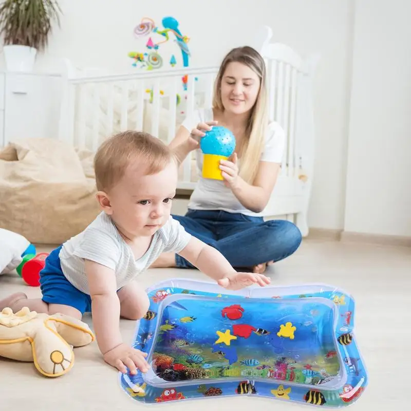 Детский водный игровой коврик для малышей надувной живота и времени игрушка