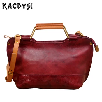 

Crazy Horse Leather Retro Literary Women's Shoulder Bags Small Square Bag Cowhide Simple Leisure Ladies Crossbody Messenger Bags