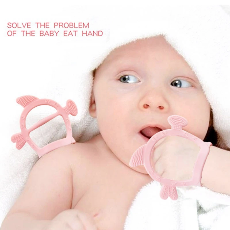 Нетоксичный силиконовый Прорезыватель палец пальца младенец новорожденный Band Stop для детей часы детские для контроля Прорезыватель зубов