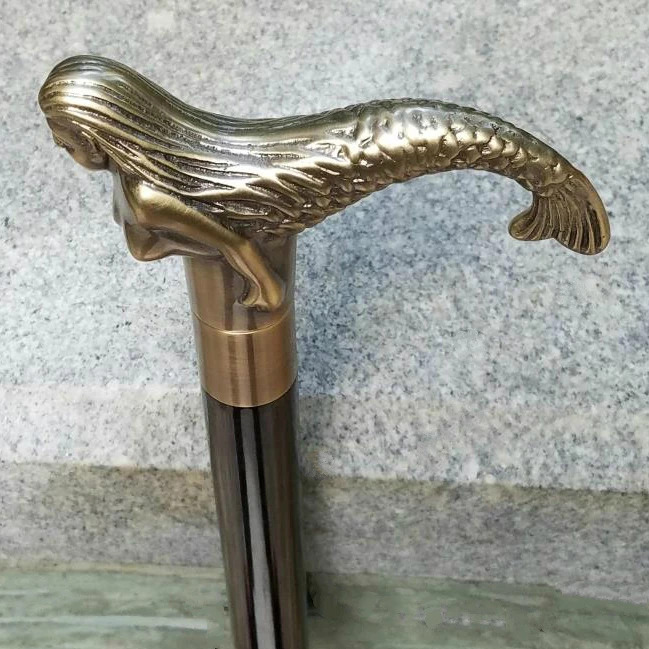 North American maple copper cane stick dance Mermaid film props birthday giftroomcraft Art Statue Home decoration |