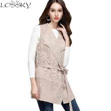 Женский кардиган, модный свитер без рукавов для женщин, майка с отложным воротником, женская одежда, кардиган с поясом, тонкие вязаные костюмы