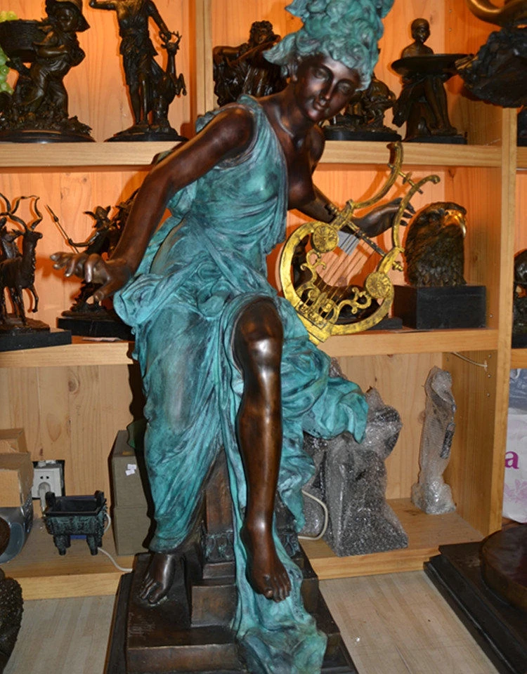 Art Deco Sculpture Girl Playing Music Bronze Statuein Statues