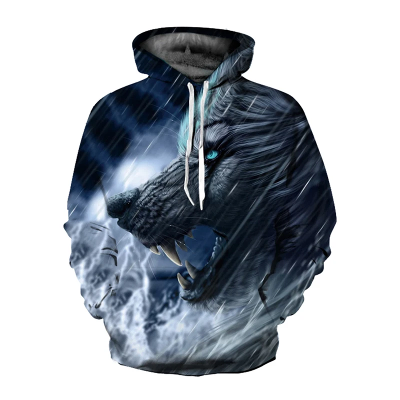EHUANHOOD الساخن بيع العلامة التجارية الذئب 3D هوديي الرجال البلوز الرجال النساء هوديس زائد حجم البلوز الجدة 3XL عارضة الحيوان معاطف