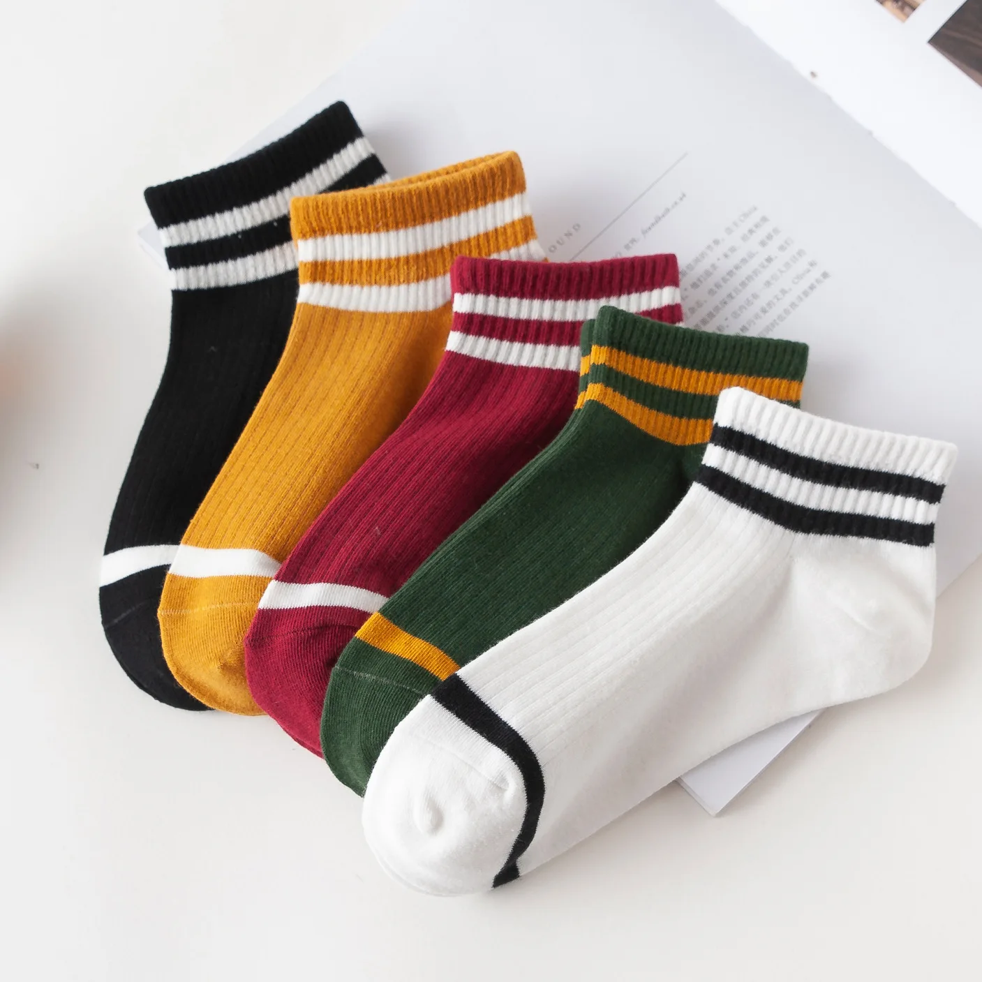 

2019 New Spring and Summer Short Sport Socks Women Socks Cotton Solid harajuku Women Heap Heap socks