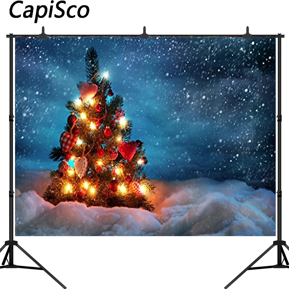Capisco Christmas Tree Photography Backdrop Night sky Winter Snow Photo Background Decoration Print Photographic Backdrops | Электроника